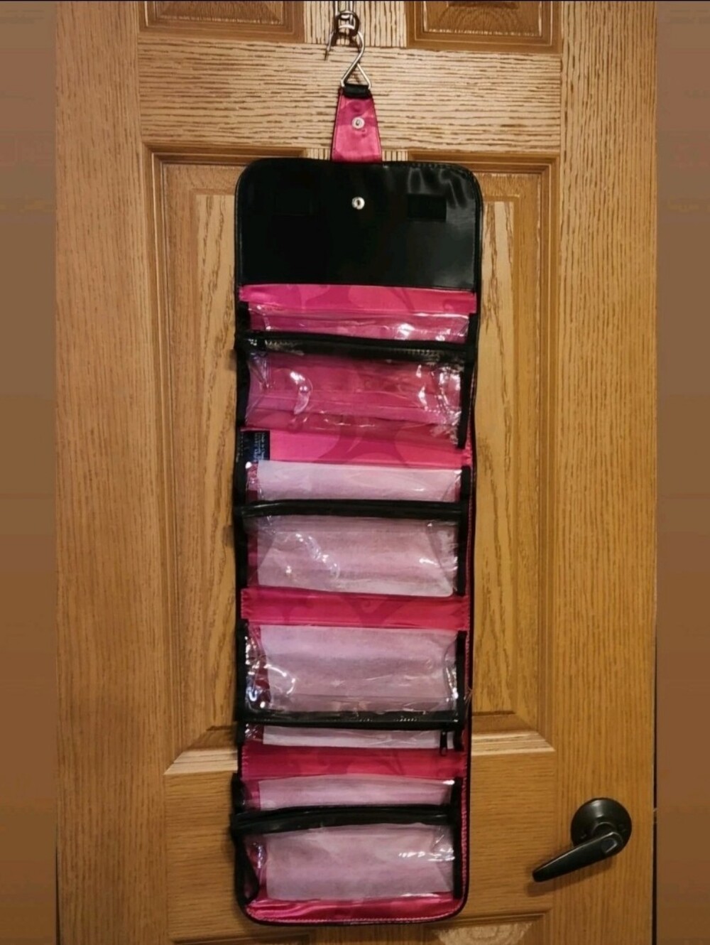 Mary Kay Travel Roll-Up Cosmetic Bag Organizer Black w/Removable Pouches Hanging
